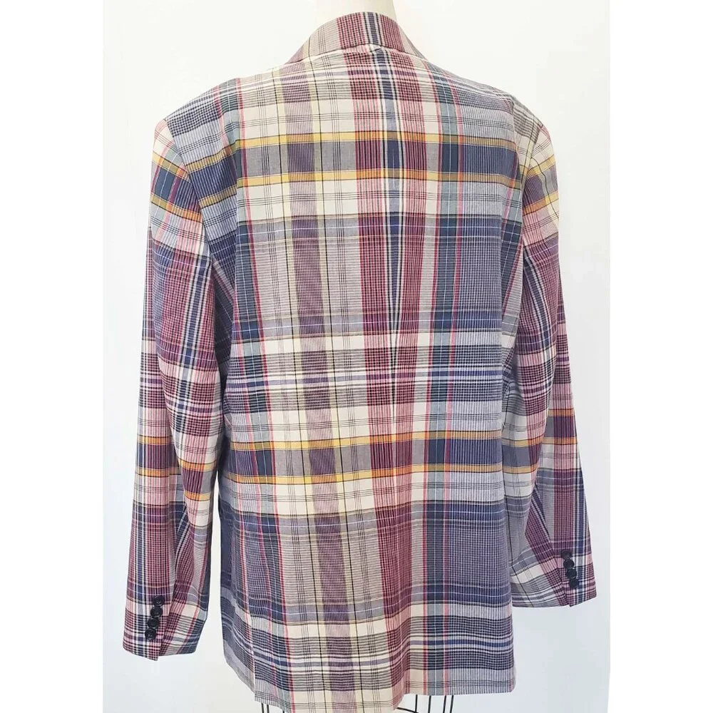 J. Crew Plaid Sport Coat in Blue, Cream, Yellow, and Black